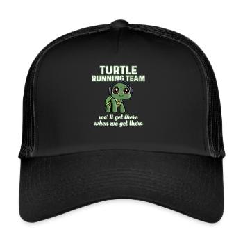 Schildkröte Laufgruppe Team joggen Läufer Geschenk - Trucker Cap - Schwarz/Schwarz - Vorne