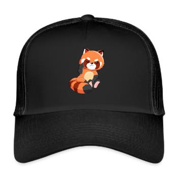 Panda rouge poing maléfique majeur panda ours cadeau - Casquette trucker  - noir/noir - Devant