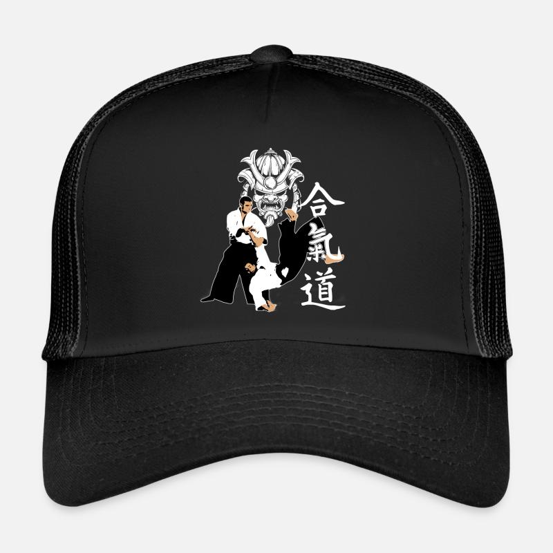 Masque de samouraï aïkido - Casquette trucker  - noir/noir