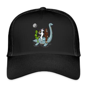 Alien Unicorn Bigfoot Riding Loch Ness Monster - Trucker Cap - black/black - Front