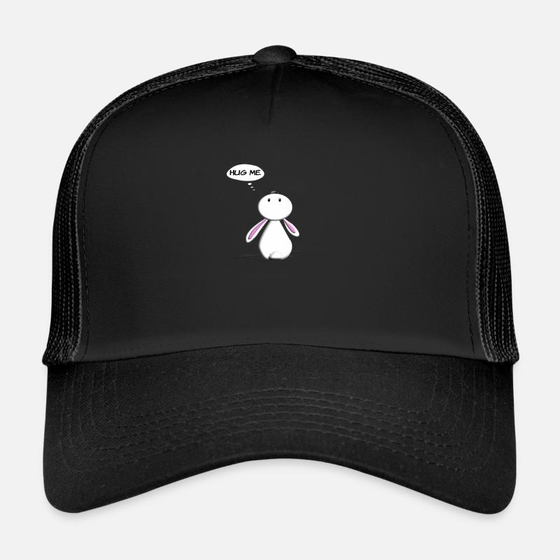 Hase Häschen Hasi Kaninchen Comic Hug Me - Trucker Cap - Schwarz/Schwarz
