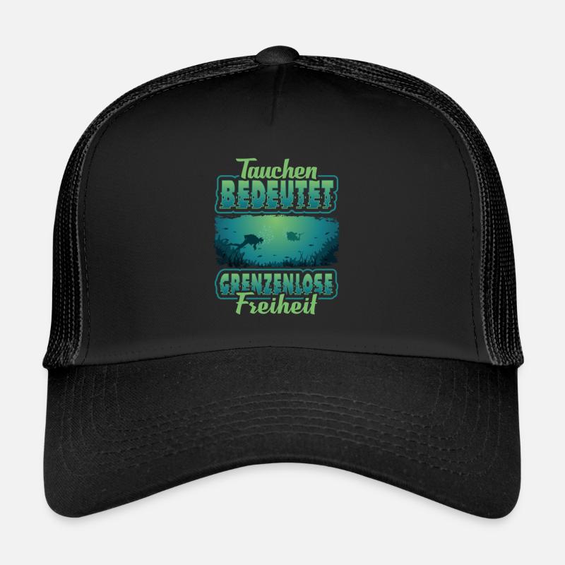 Taucher, Tauchen, Dive, Diving - Trucker Cap - Schwarz/Schwarz