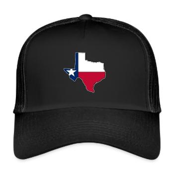Texas Flagge Landkarte - Trucker Cap - Schwarz/Schwarz - Vorne