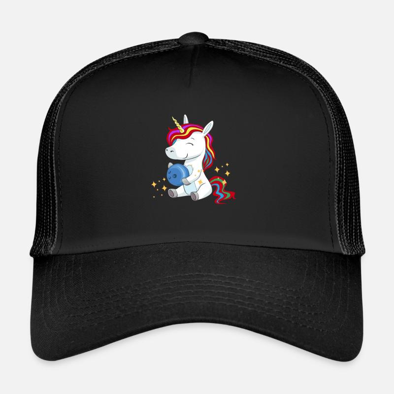 Bowling Unicorn Einhorn Comic Glitzer Süß Geschenk Trucker Cap