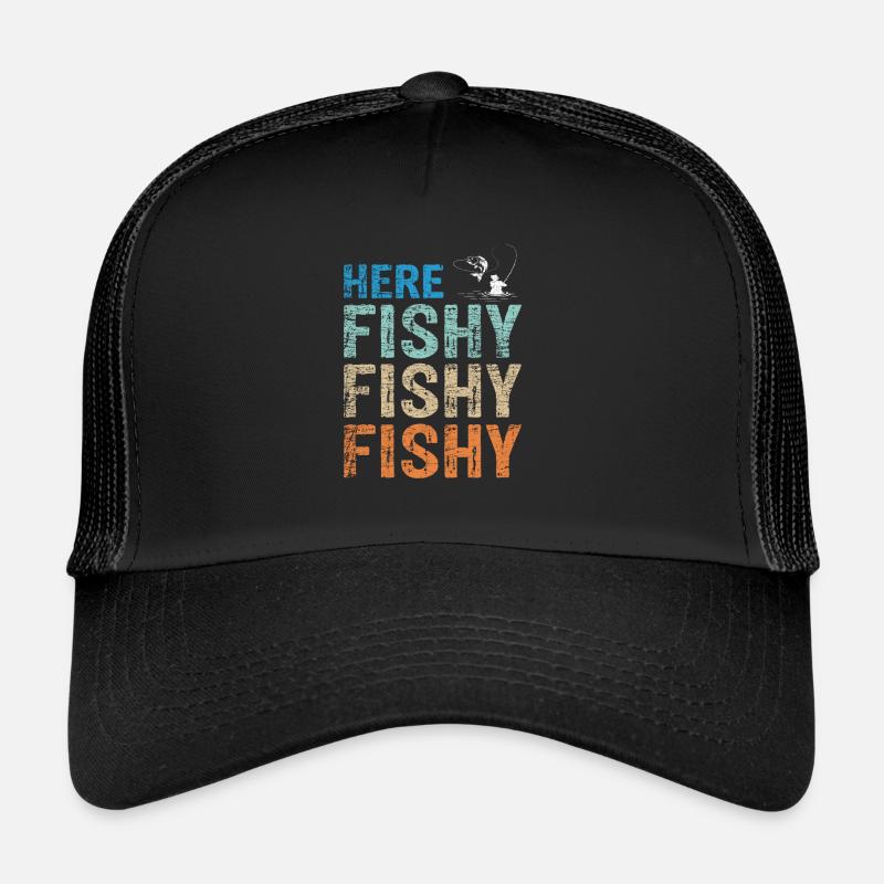 Fisch Angeln Lustig - Trucker Cap - Schwarz/Schwarz