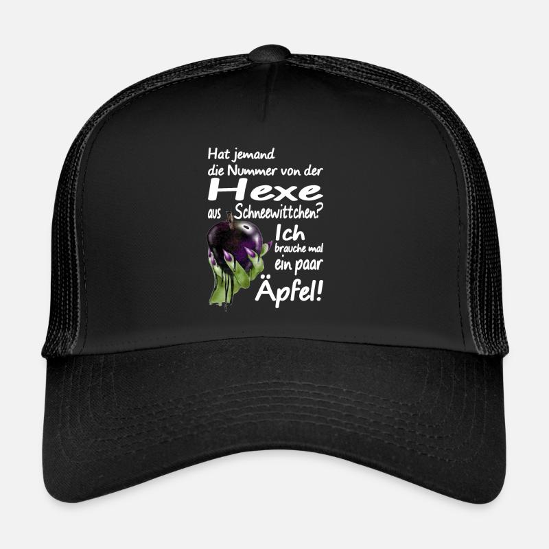 Böse Hexe Apfel Märchen Rache Eifersucht Spruch - Trucker Cap - Schwarz/Schwarz