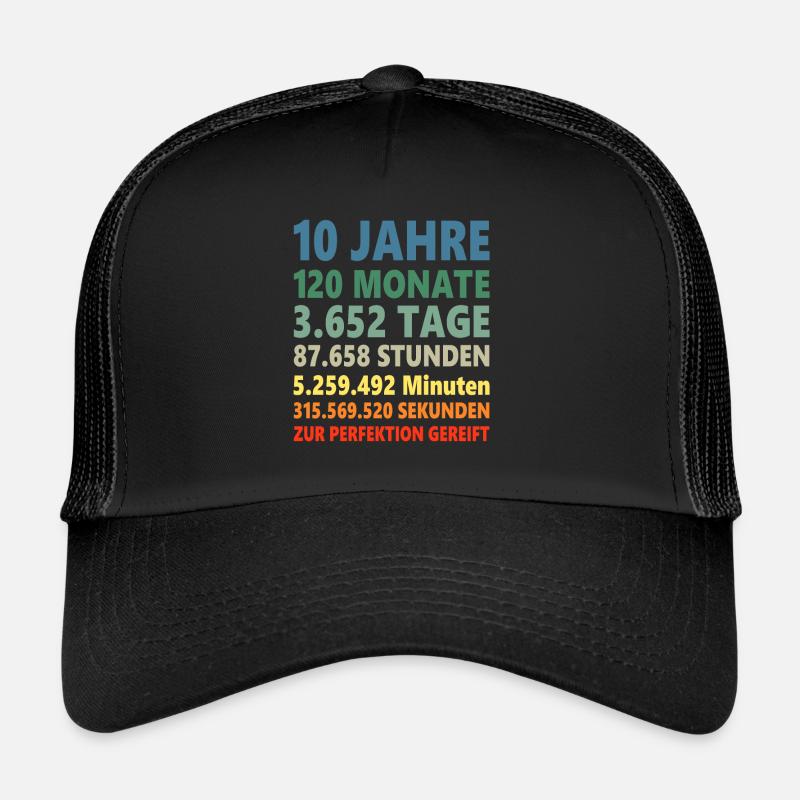 10. Geburtstag 10 Jahre Geschenk - Trucker Cap - Schwarz/Schwarz