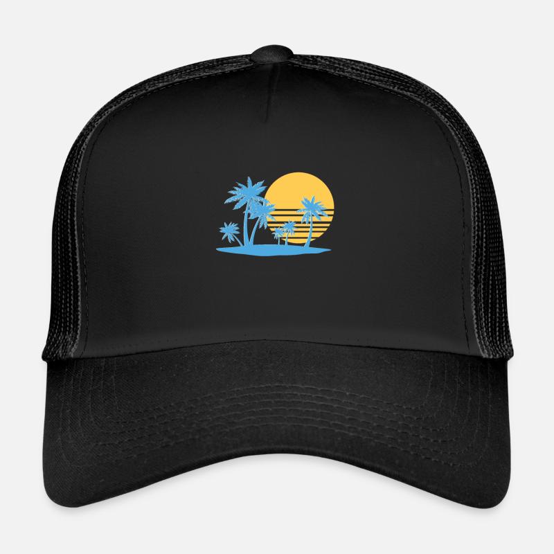 Palm Tree Island 80`s Retro Sommer Palmen Insel Trucker Cap