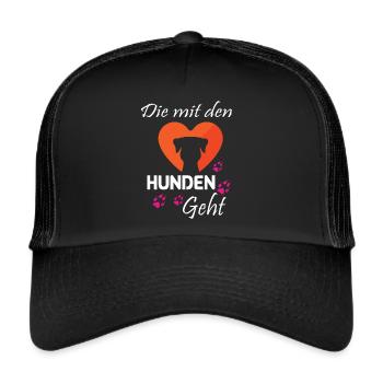 Die mit den Hunden geht - Trucker Cap - Schwarz/Schwarz - Vorne