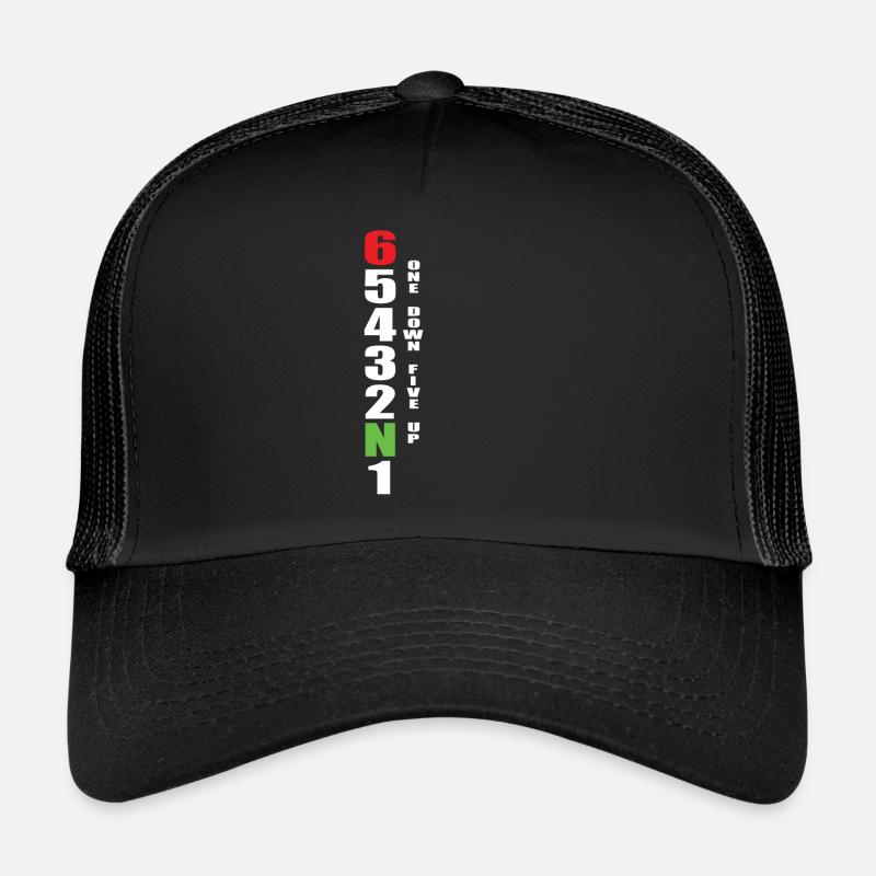 Motorrad Schaltung Geschenk - Trucker Cap - Schwarz/Schwarz