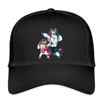Dabbing Dad And Daughter Unicorn - Trucker Cap - black/black - Front