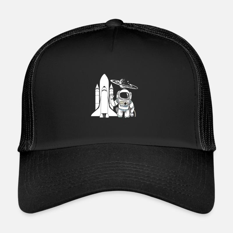 Astronaut Rakete Weltall Galaxie Geschenk - Trucker Cap - Schwarz/Schwarz
