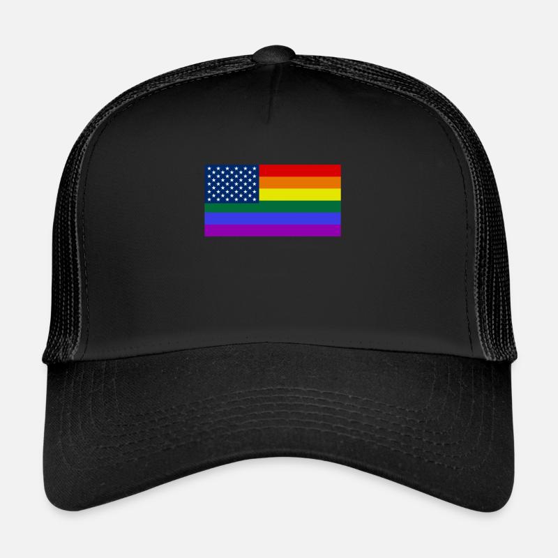 Regenbogen, LGBT, Gay Pride, US LGBT Flag - Trucker Cap - Schwarz/Schwarz