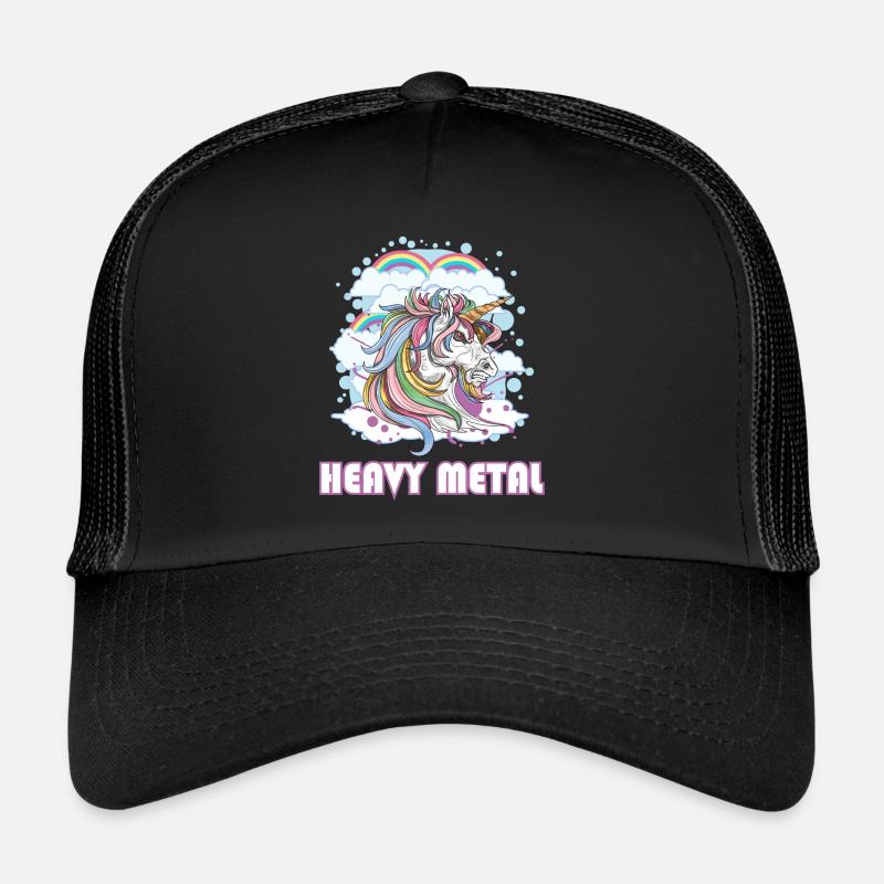 heavy metal einhorn - Trucker Cap - Schwarz/Schwarz