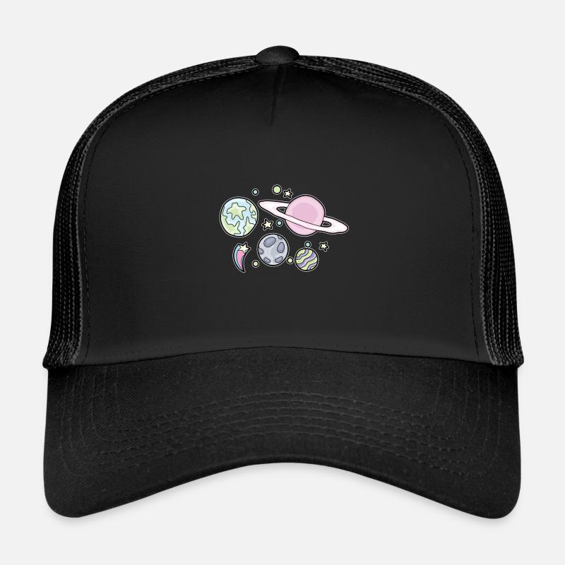 Planet Solar System Bande dessinée colorée - Casquette trucker  - noir/noir