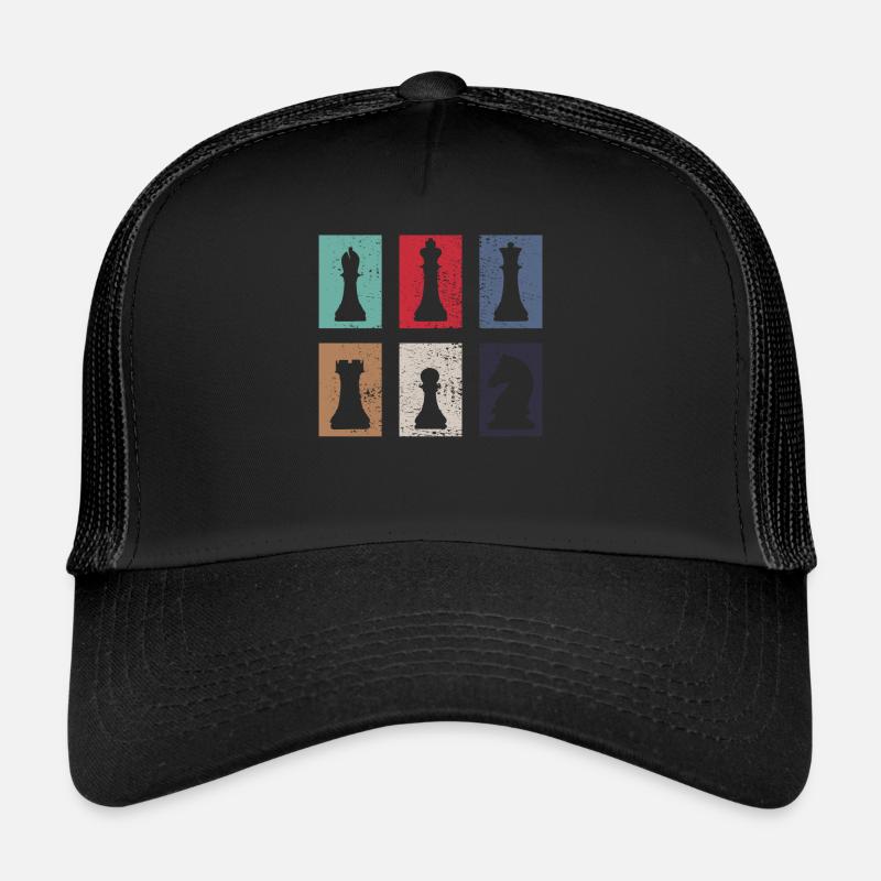 échecs - Casquette trucker  - noir/noir