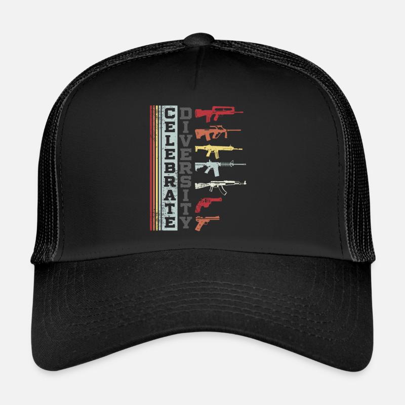 Celebrate Diversity Different Gun graphic | Gun Trucker Cap