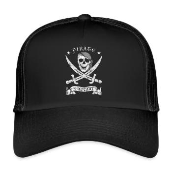 Pirate capitaine pirate capitaine crâne pirate - Casquette trucker  - noir/noir - Devant