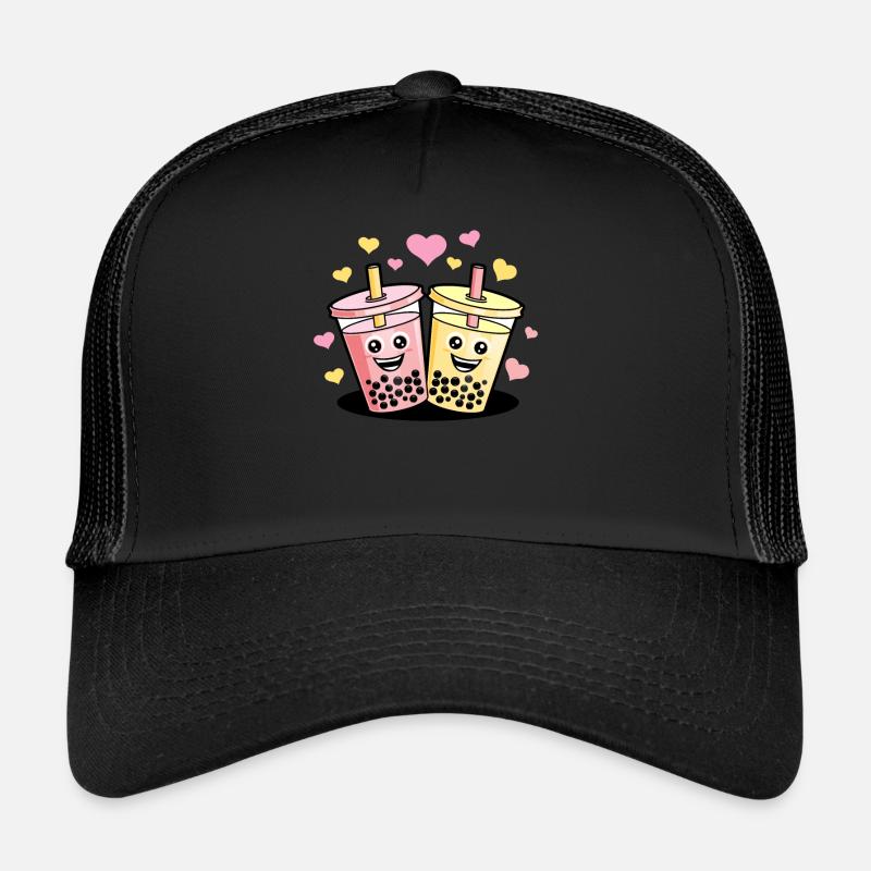 Bubble Tea Pearl Milk Tea Boba Tee Milch Geschenk - Trucker Cap - Schwarz/Schwarz