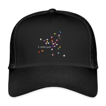 Europa Sterne Flaggen In Vielfalt Geeint - Trucker Cap - Schwarz/Schwarz - Vorne