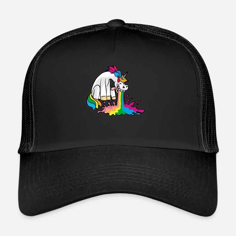 Kotzendes Einhorn Kotze Übergeben Brechen lustig - Trucker Cap - Schwarz/Schwarz