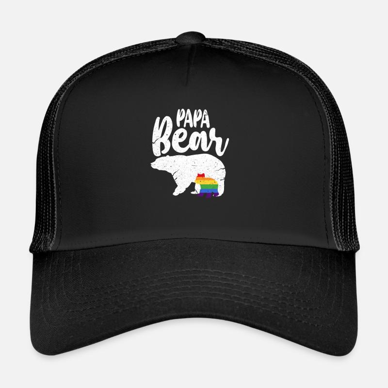 Bär LGBT Papa Bear Gay Pride Regenbogen Geschenk - Trucker Cap - Schwarz/Schwarz
