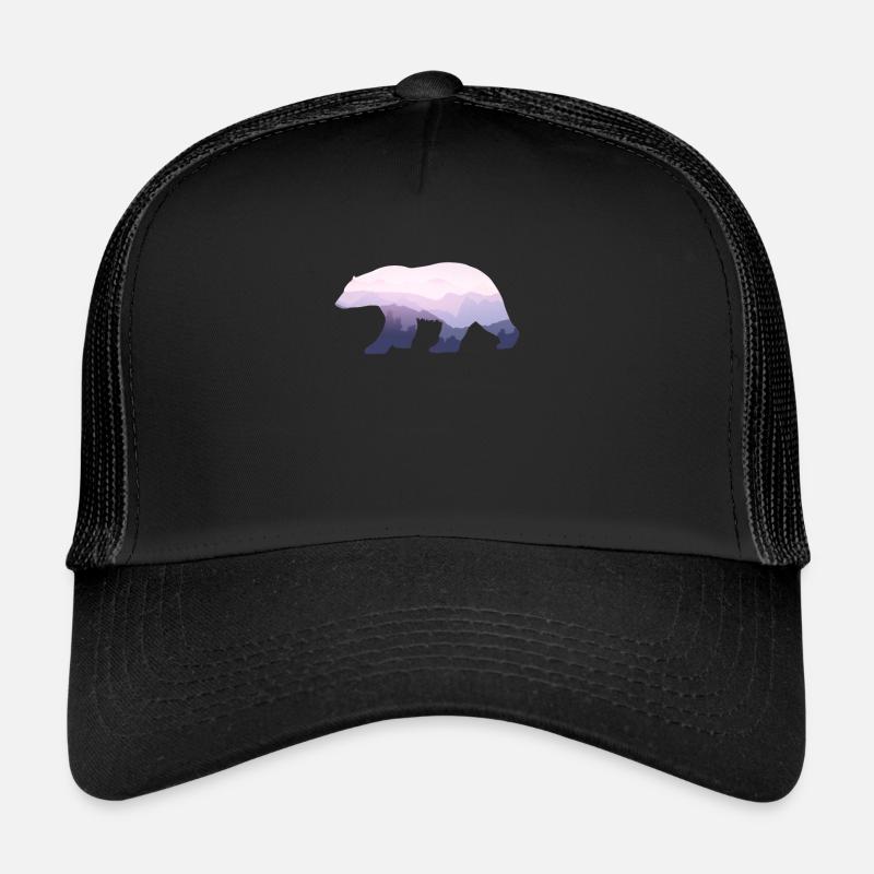 Bear bear bear mountains brown bear grizzly gift - Trucker Cap - black/black