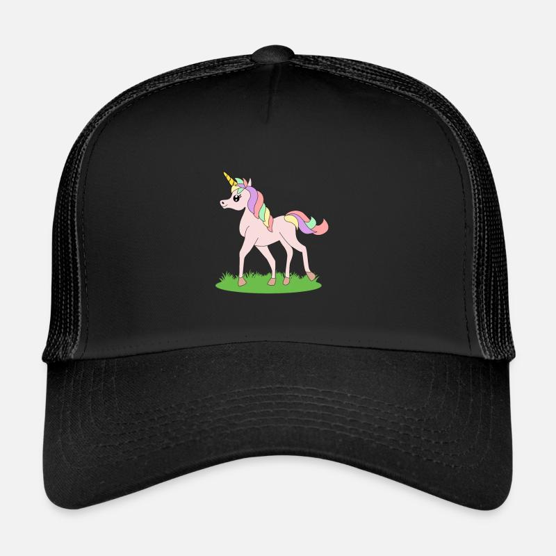 Einhorn Fantasie Pferd Geschenkidee - Trucker Cap - Schwarz/Schwarz