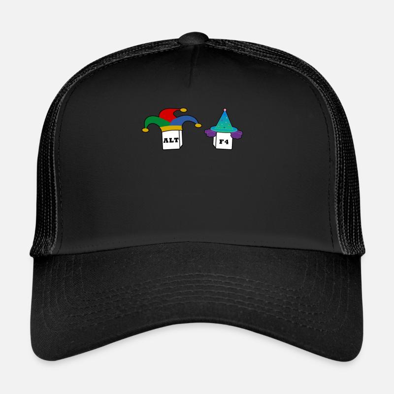Alt F4, Tastatur, Computer Nerd Humor Geschenk - Trucker Cap - Schwarz/Schwarz