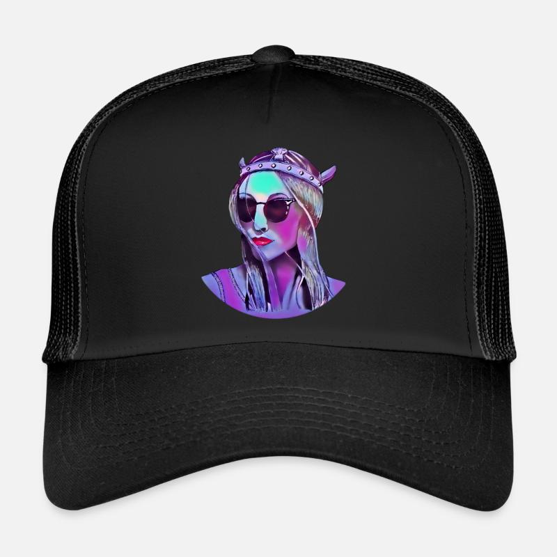 Viking moderne avec des lunettes de soleil dans un style bande dessinée Casquette trucker 