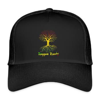 Reggae Afrika Jamaica Wurzeln Baum Geschenk - Trucker Cap - Schwarz/Schwarz - Vorne