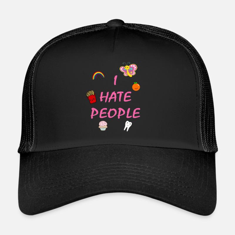 I hate people - Trucker Cap - Schwarz/Schwarz