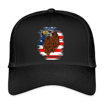 Aigle, drapeau, usa, liberté, indépendance - Casquette trucker  - noir/noir - Devant