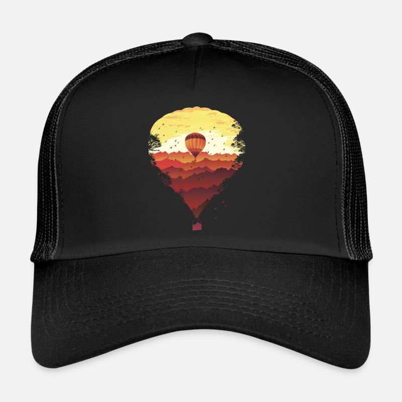 Der ruf der Ferne - Heißluftballon, Freiheit - Trucker Cap - Schwarz/Schwarz