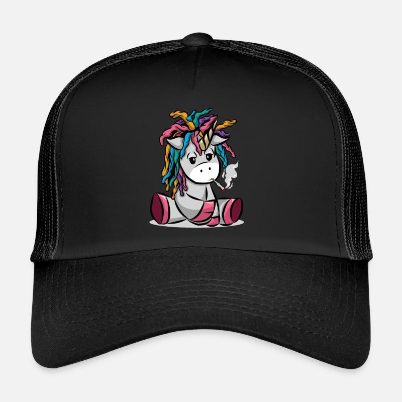 Kiffendes Einhorn mit Joint Trucker Cap