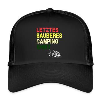 Letztes sauberes Camping Shirt - Trucker Cap - Schwarz/Schwarz - Vorne
