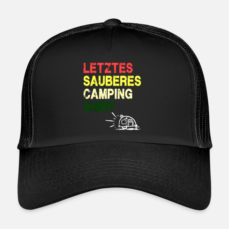 Letztes sauberes Camping Shirt - Trucker Cap - Schwarz/Schwarz