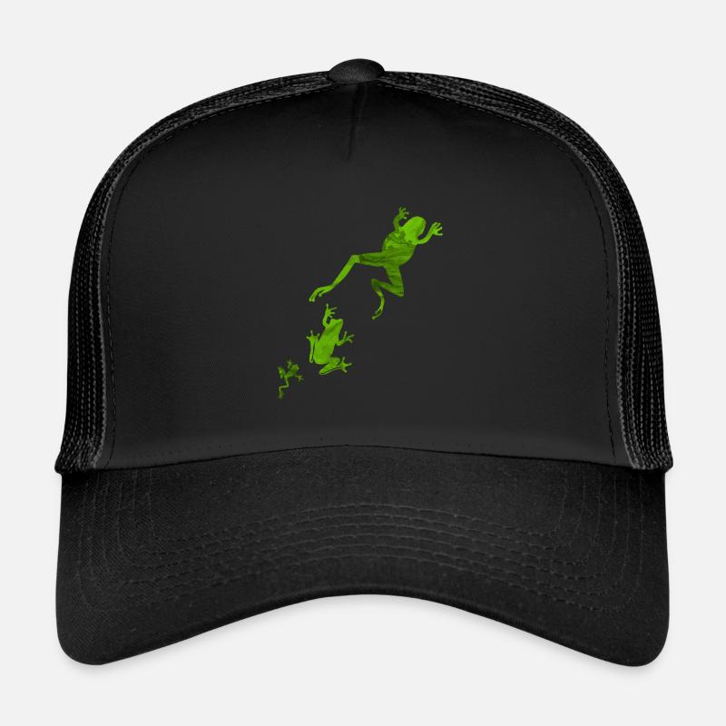 Frogs grüne Frösche springen - Trucker Cap - Schwarz/Schwarz