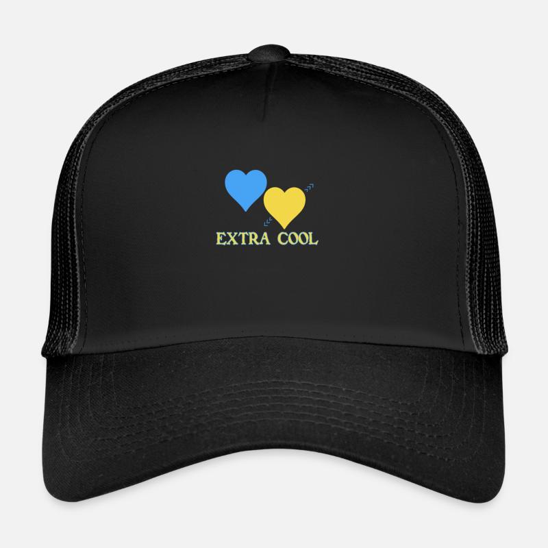 Down syndrome gift birth birthday funny - Trucker Cap - black/black