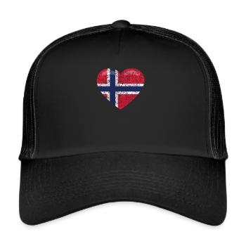 Norwegen Flagge - Trucker Cap - Schwarz/Schwarz - Vorne