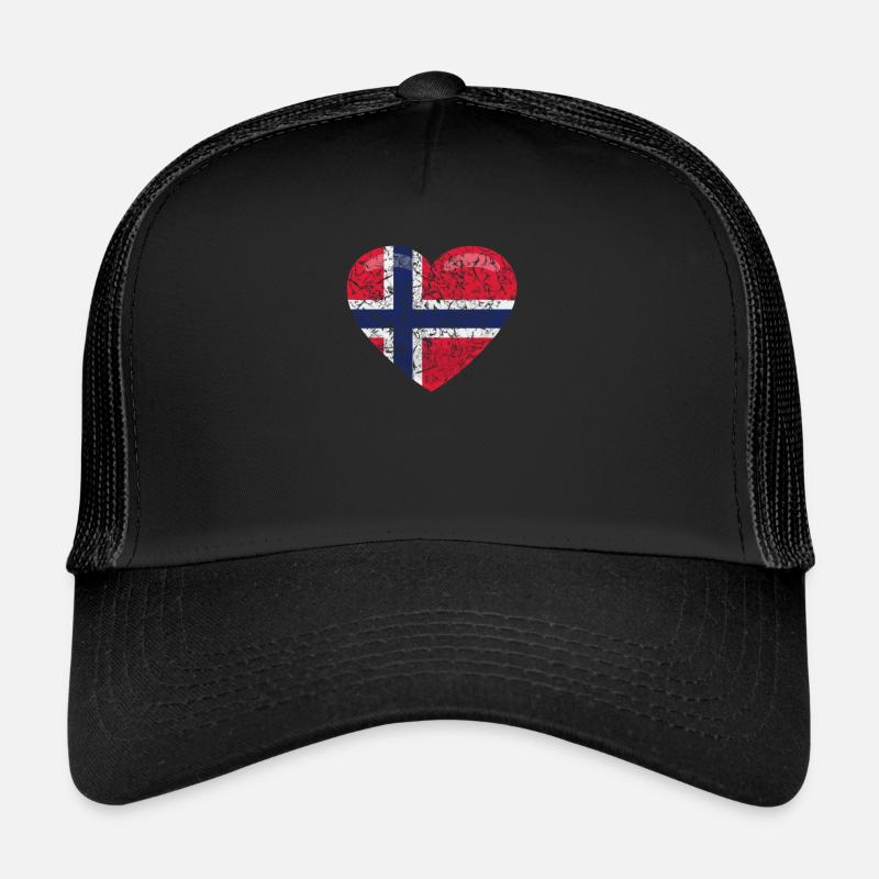 Norwegen Flagge - Trucker Cap - Schwarz/Schwarz