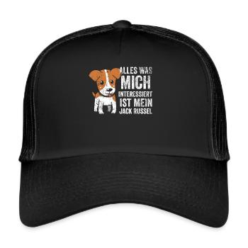Jack Russel Jagdhund Geschenk - Trucker Cap - Schwarz/Schwarz - Vorne