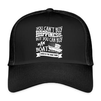 Man kann kein Glück kaufen, aber man kann ein Boot kaufen - Trucker Cap - Schwarz/Schwarz - Vorne