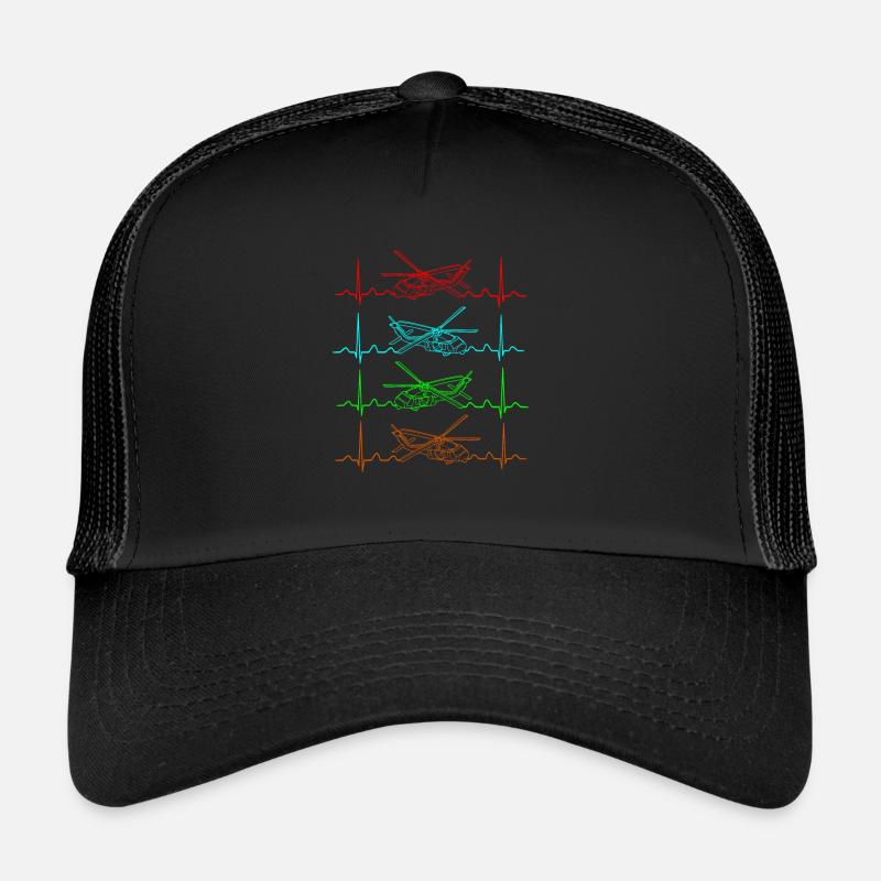 Hubschrauber Herzschlag - Trucker Cap - Schwarz/Schwarz