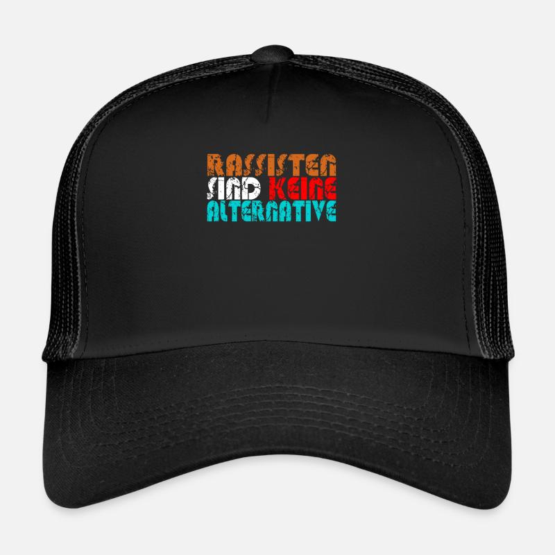 Anti AFD Alternative gegen Nazis Rechts - Trucker Cap - Schwarz/Schwarz