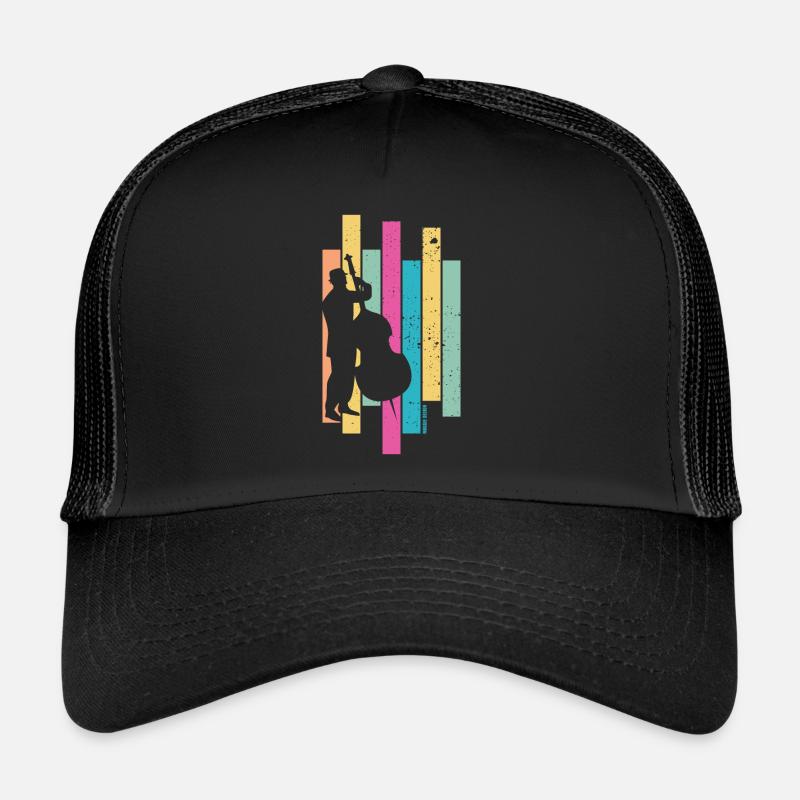 Kontrabass Retro 80er Kontrabassist Jazz Geschenk - Trucker Cap - Schwarz/Schwarz