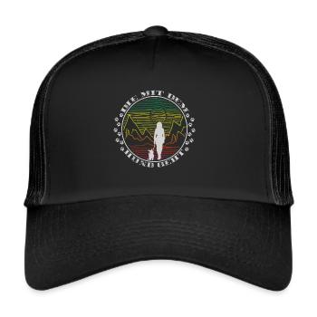 Die mit dem Hund geht Gassi gehen Hundehalterin - Trucker Cap - Schwarz/Schwarz - Vorne