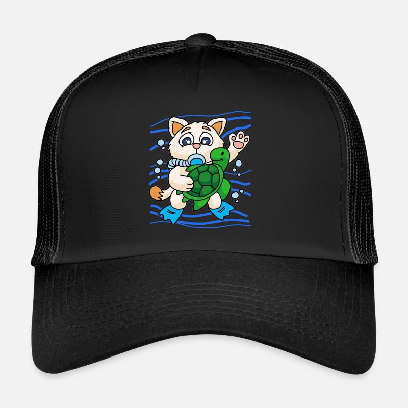 KITTY WITH SEA TURTLE Trucker Cap