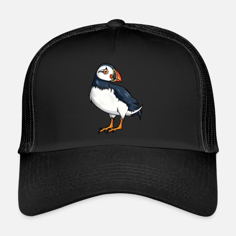 Island Flagge Papageientaucher Geschenk - Trucker Cap - Schwarz/Schwarz