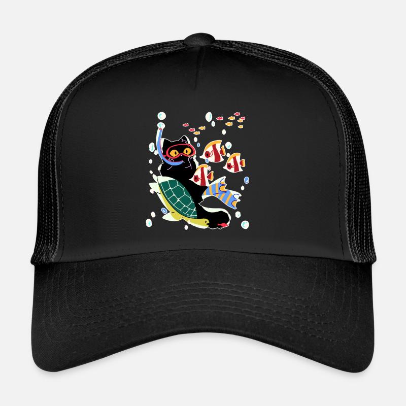 chat tortue plongée poissons mer cadeau Casquette trucker 